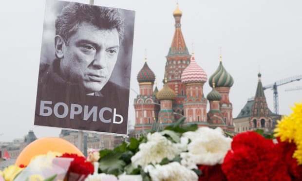 Flowers left in memory of Russian opposition leader Boris Nemtsov, murdered in Moscow on 27 February. 