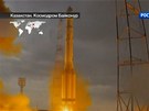 Start ruské rakety Proton-M, která krátce poté vybuchla na záběrech ruské stanice Rossija 24.  