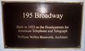 195 Broadway plaque by Matthew Bisanz.JPG